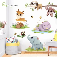 cartoon cute animal baby elephant deer forest wall sticker self adhesive baby bedroom kids room decor home decoration stickers