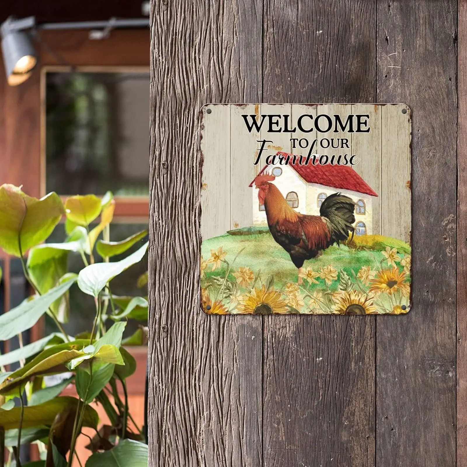 Добро пожаловать в наш фермерский жестяной знак петух Подсолнух пища уникальный