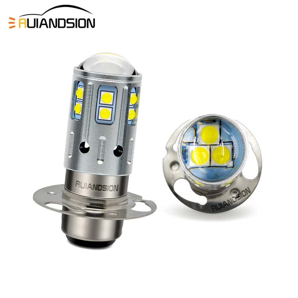 Светодиодные мотоциклетные фары Ruiansion P30D P45T BA20D P26S Неполярные 10-80 в белые