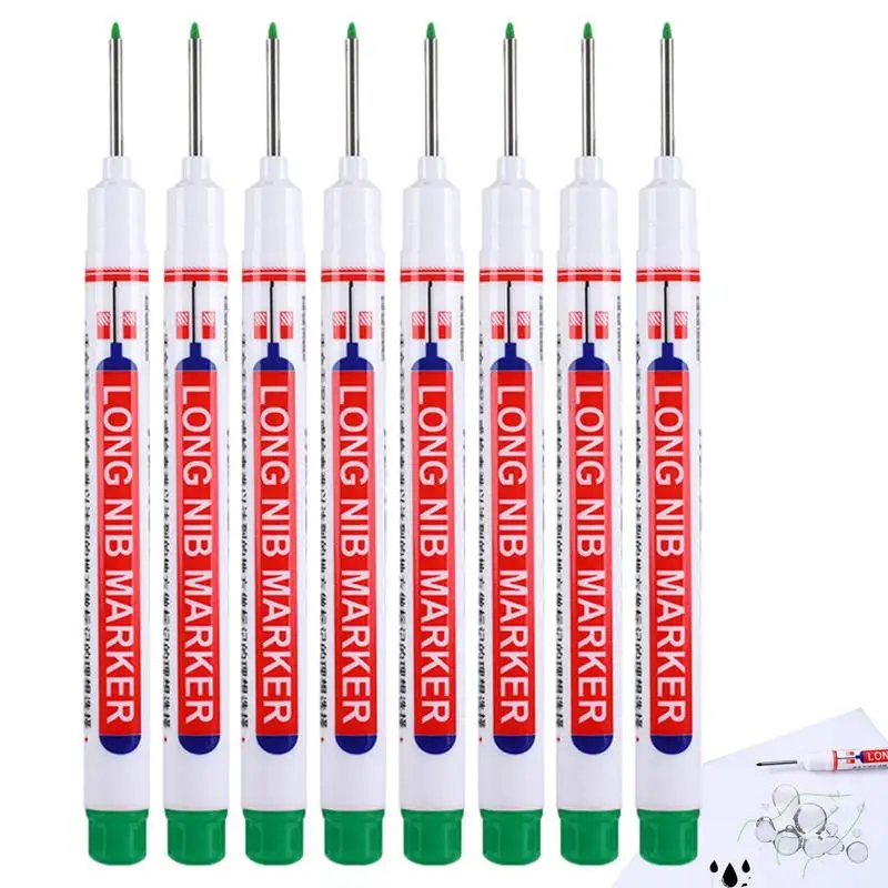 

8pcs 20mm Long Head Oil Markers Pens Waterproof Multi-purpose Deep Hole Marker Pen Carpenter Scriber Marking Tools