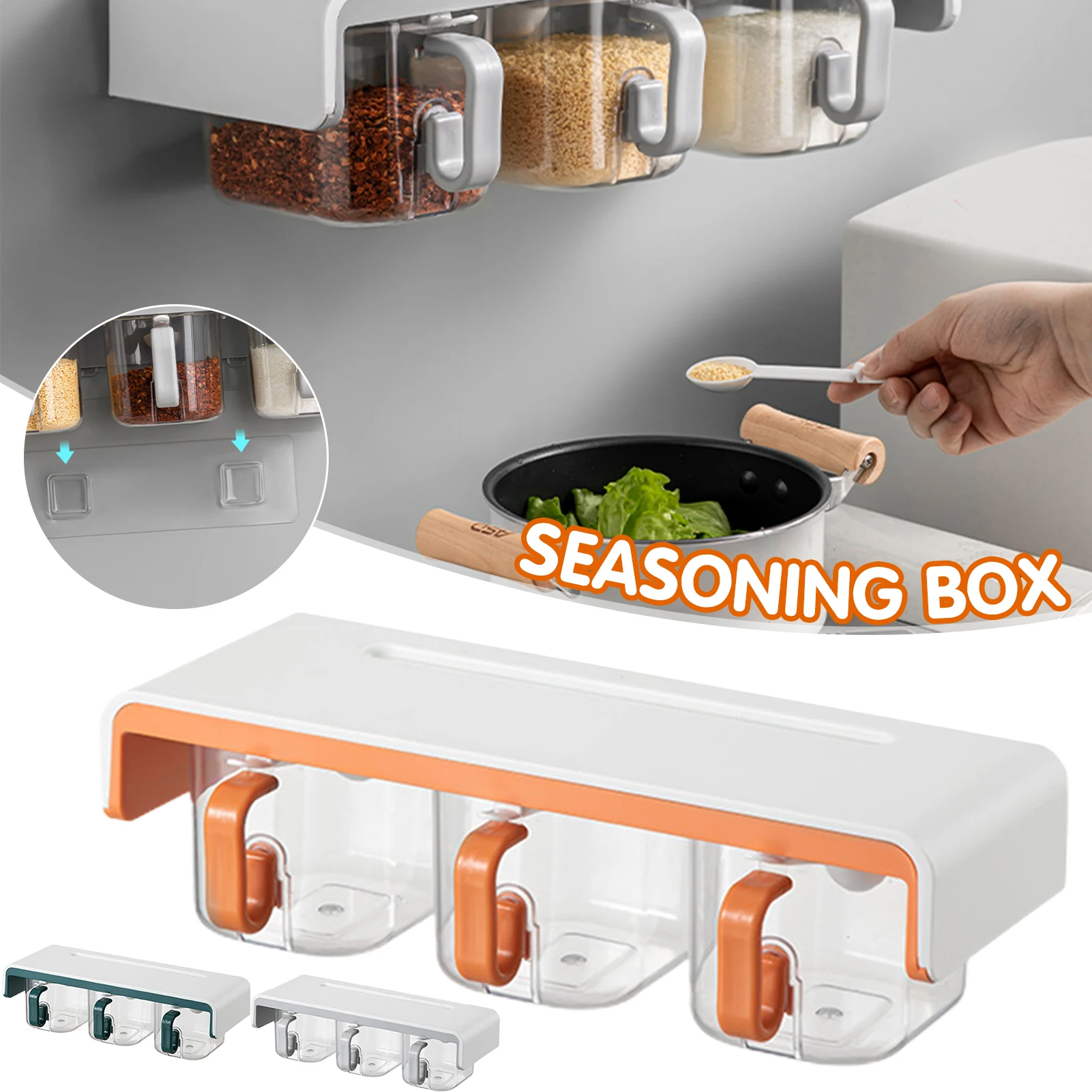 

Настенная коробка для приправ, бытовая коробка для специй, стандартная коробка, удобная коробка без отверстий с несколькими отделениями LB88