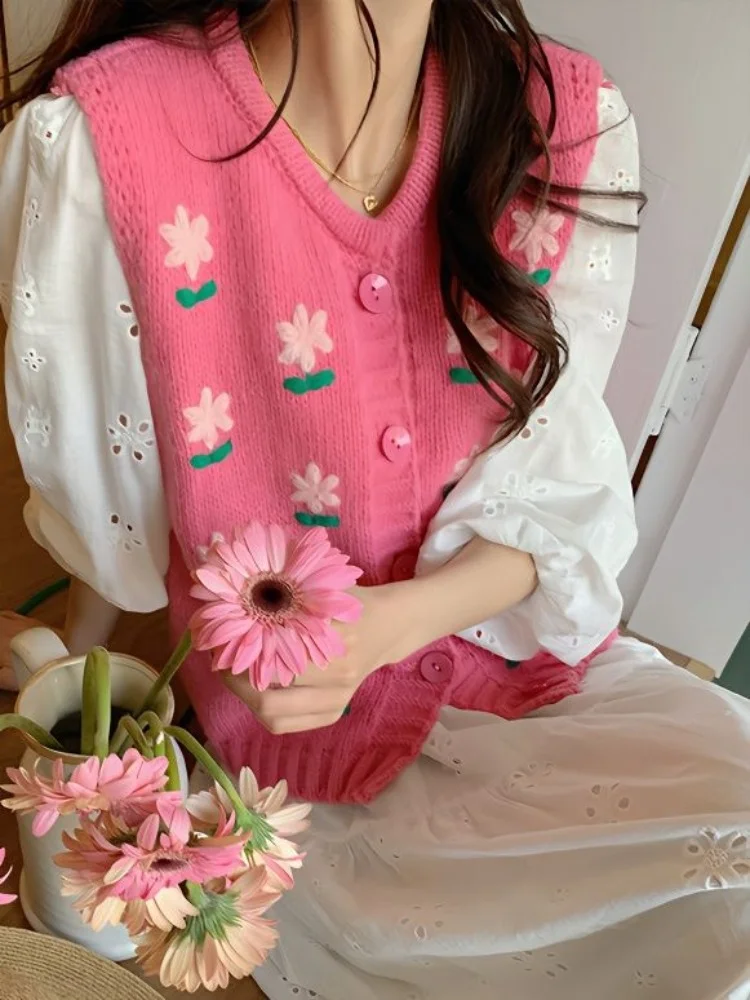 

Женский трикотажный джемпер в стиле преппи, розового цвета