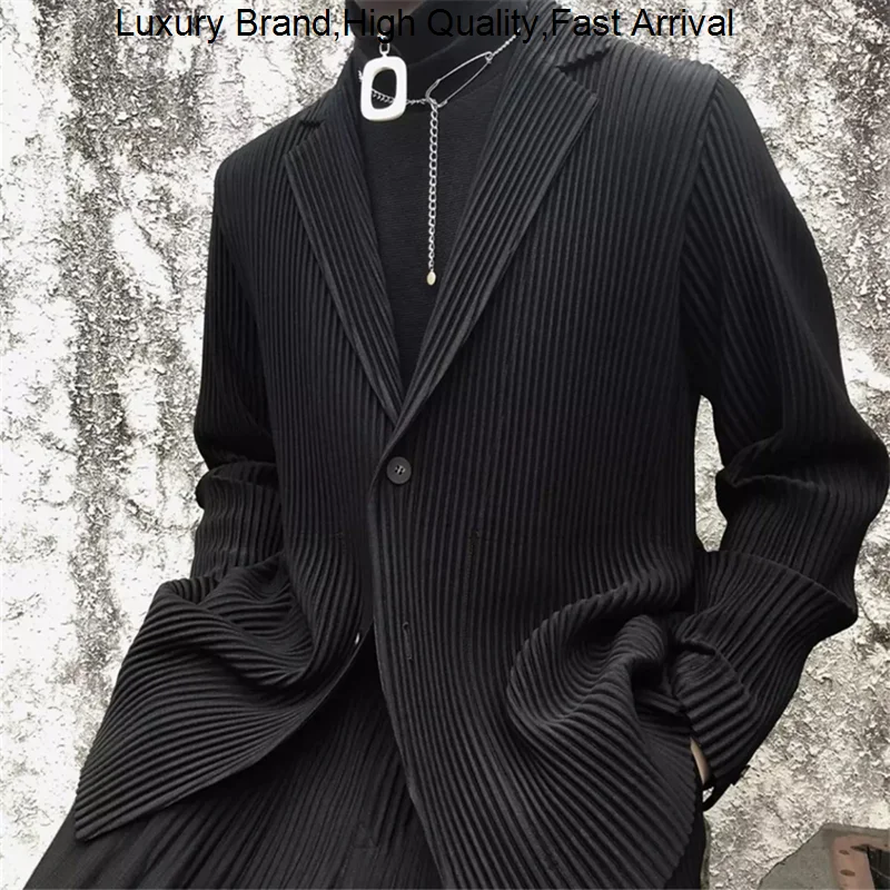 

Miyake Issey Homme Plisse Pleated Fabric Pleat Pendulous Feeling Leisure Time Versatile Simple Suit Man 's Loose Coat