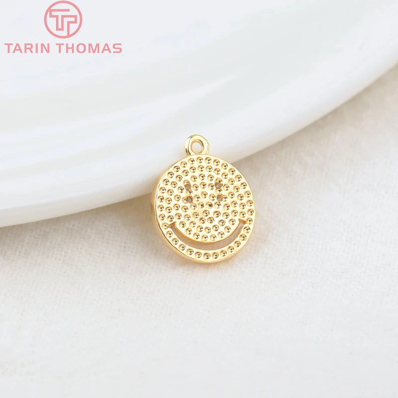 Латунные подвески с цирконием и смайликом 1 мм 24 к | Украшения аксессуары