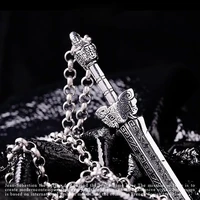 domineering silver color broken sword pendant necklace for men womens goth punk warrior knife necklace hip hop jewelry gifts