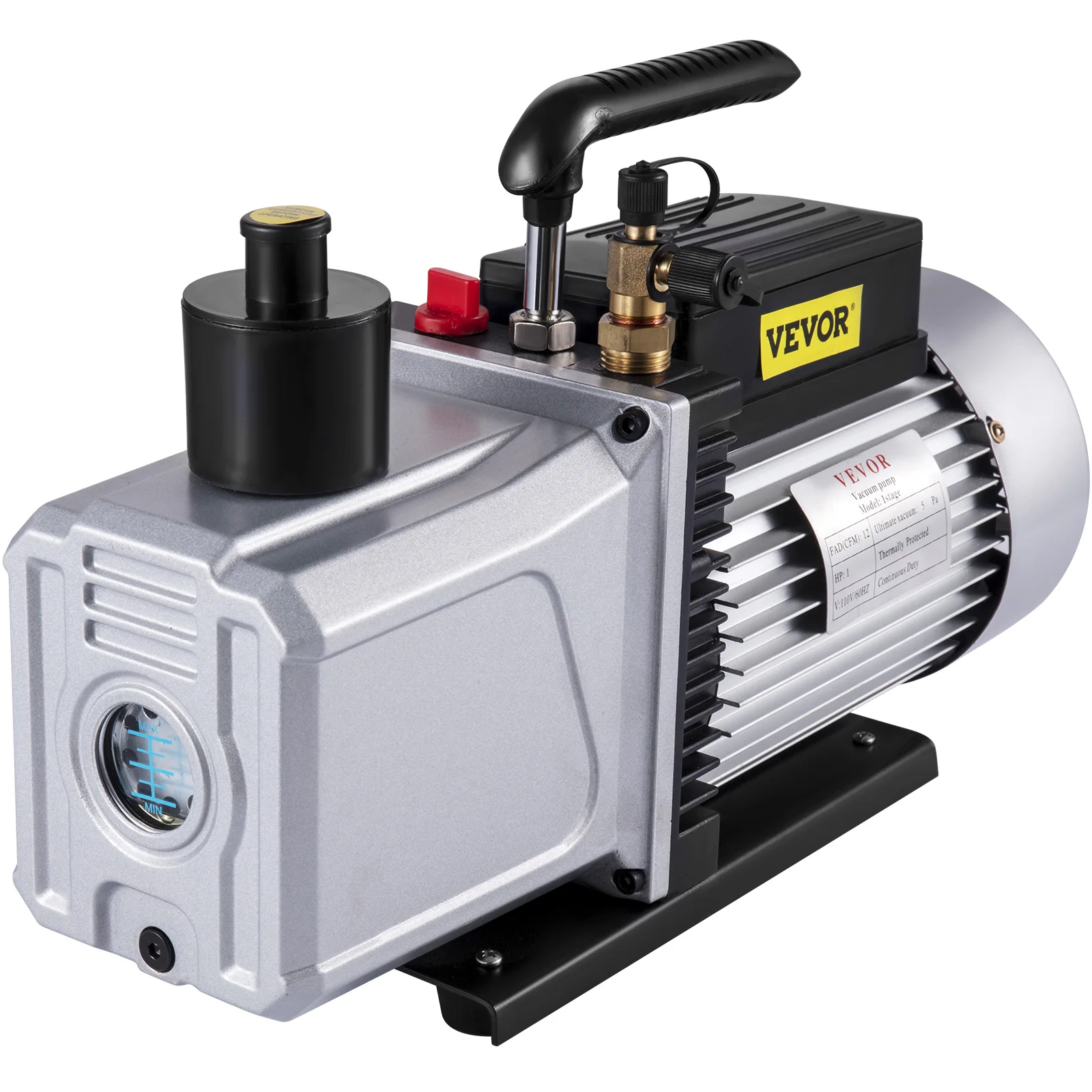 VEVOR Vacuum Pump12CFM Single Stage Air Conditioning 110V 5PA Vacuum Refrigerant HVAC Air Tool for Automobile Vacuum Evacuation