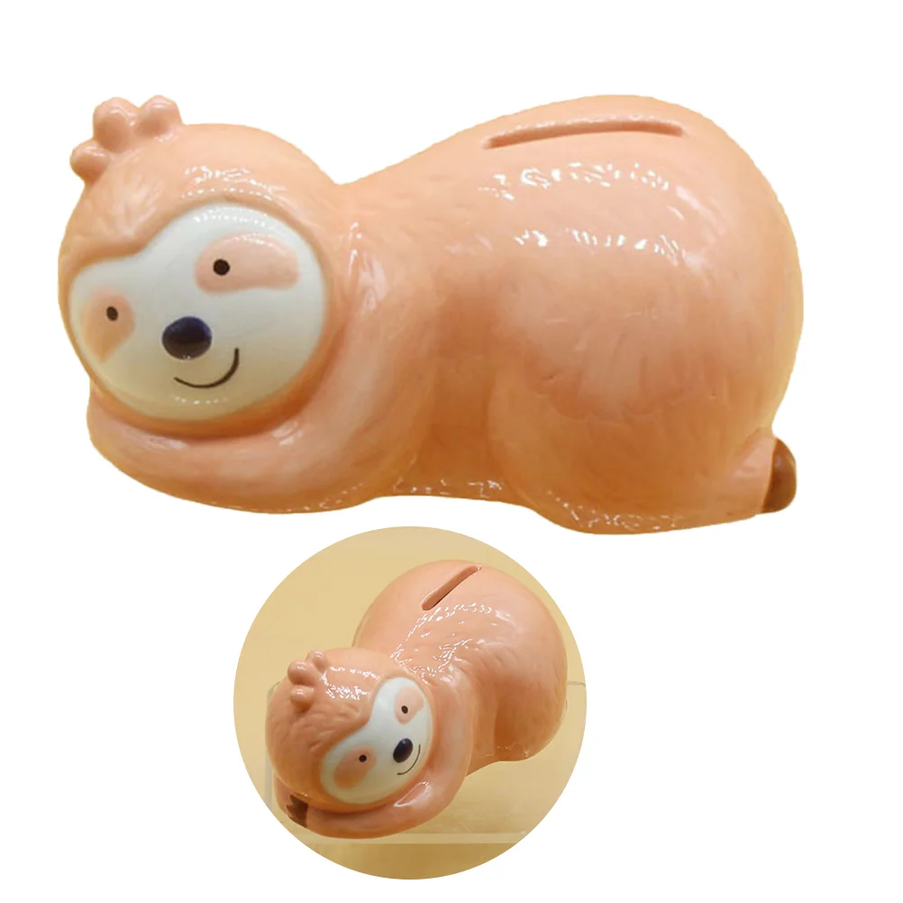 

Bank Money Slothsaving Piggy Animal Pot Cute Mini Ceramic Box Container Figurine Gift Cartoon Jar Storage Kids Design