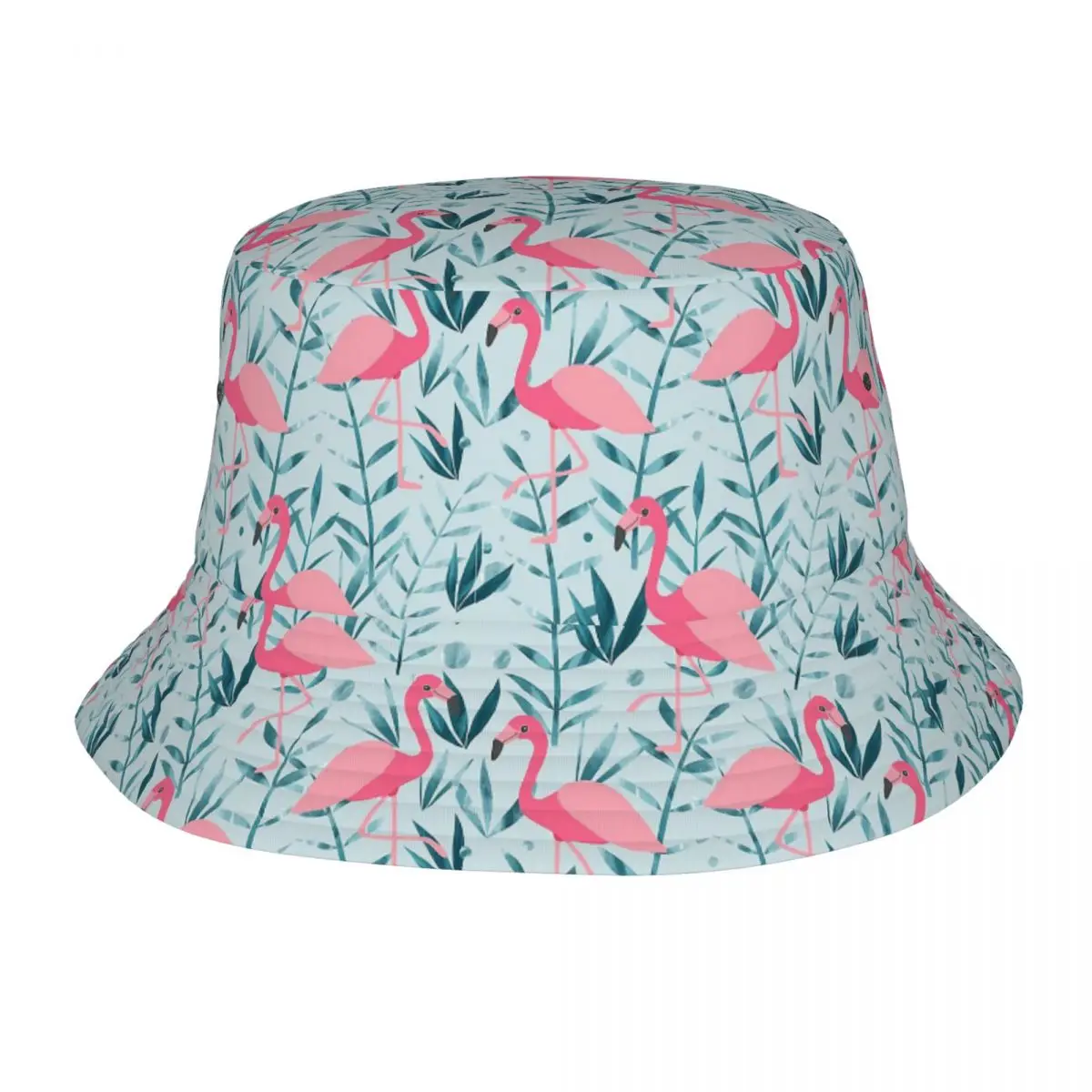 

Style Flamingo Fever Bucket Hats Women Lightweight Camping Tropical Palm Floral Hawaiian Exotic Fishing Hat Spring Headwear