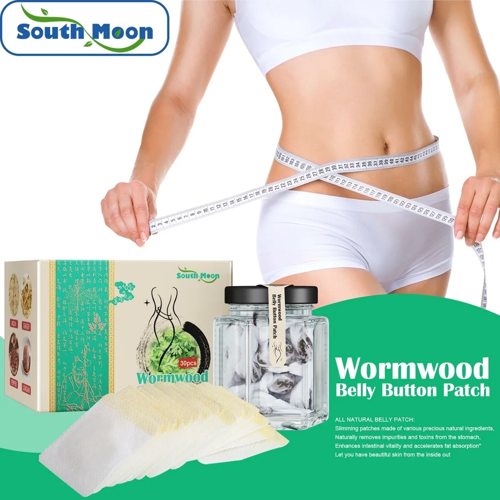 

South Moon 30pcs+30capsules Wormwood Belly Button Patch Navel Sticker Slimming Herbal Patch Fat Burning Moxibustion Stickers