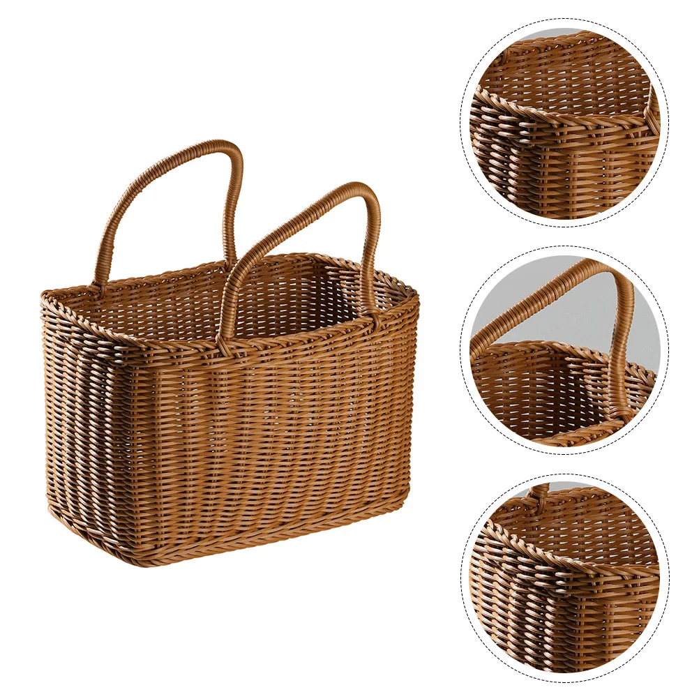 

Basket Wicker Baskets Wovenstorage Picnic Rattan Flower Handles Handle Shopping Gift Bag Hand Easterhamper Market Vegetable