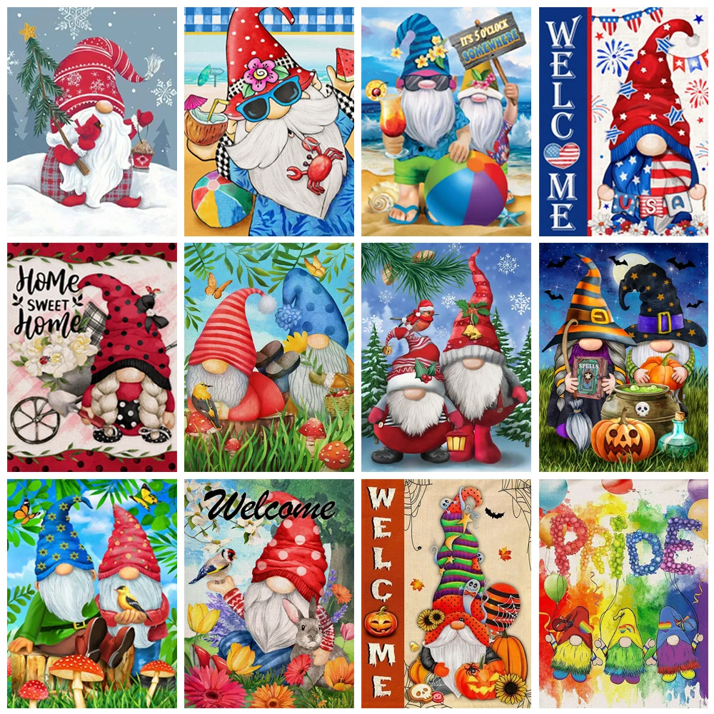 

DIY 5D Diamond Painting Gnomes Full Drill Diamond Embroidery Cross Stitch Kit Cartoon Picture Rhinestone Mosaic Christmas Gift