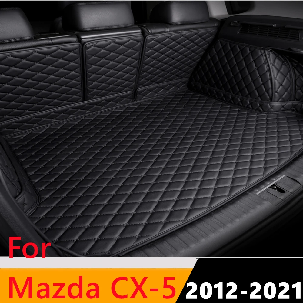Sinjayer Waterproof Highly Covered Car Trunk Mat Tail Boot Pad Carpet Cover High Side Cargo Liner For MAZDA CX-5 CX5 2012-2021