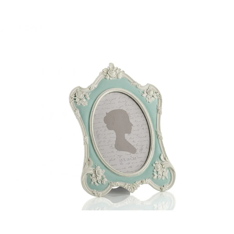 

Porio blue color white rose rose Oval frame 13x18