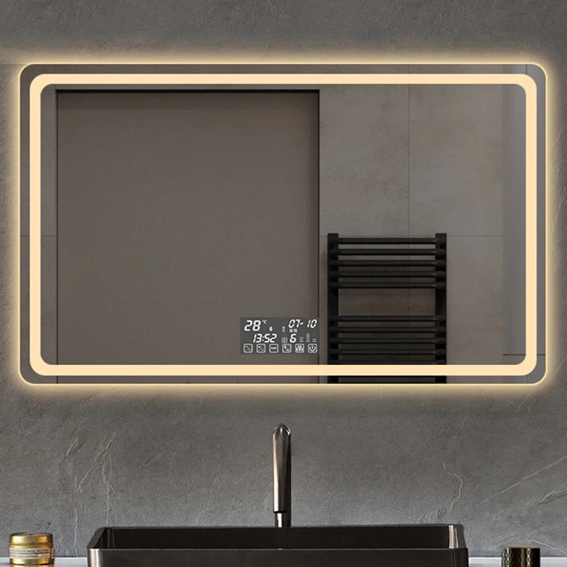 

Rectangular Bathroom Vanity Mirror With Led Light Touch Control Mirror Anti Fog Wall Hanging Specchi Decorativi Home Decor