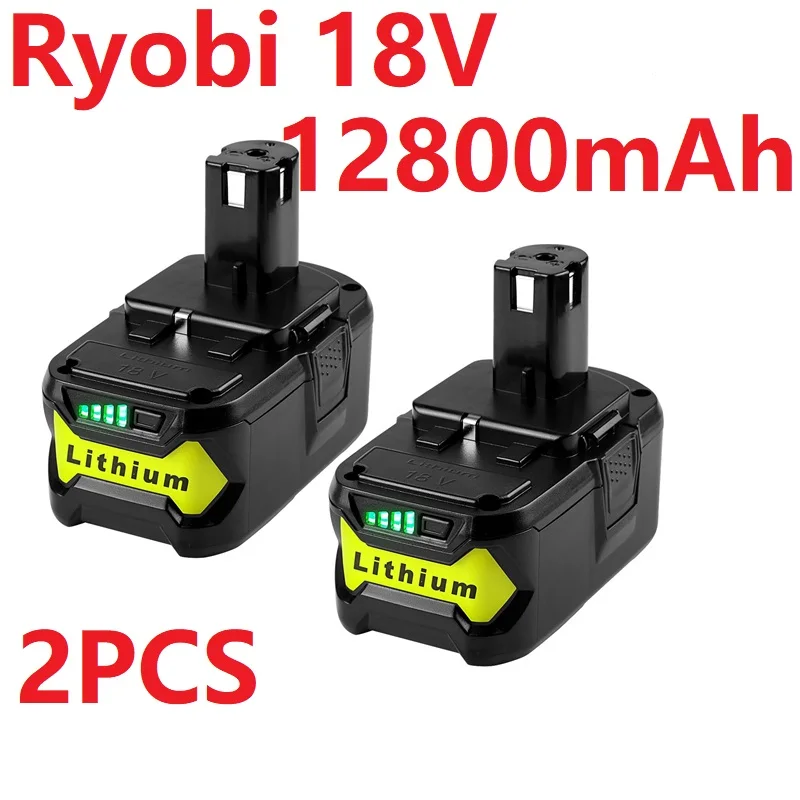 Литий-ионный электроинструмент, сменная батарея Ryobi 18 в 12800 мАч, универсальная модель безопасной совместимости, 18 в, 2 шт. батареи