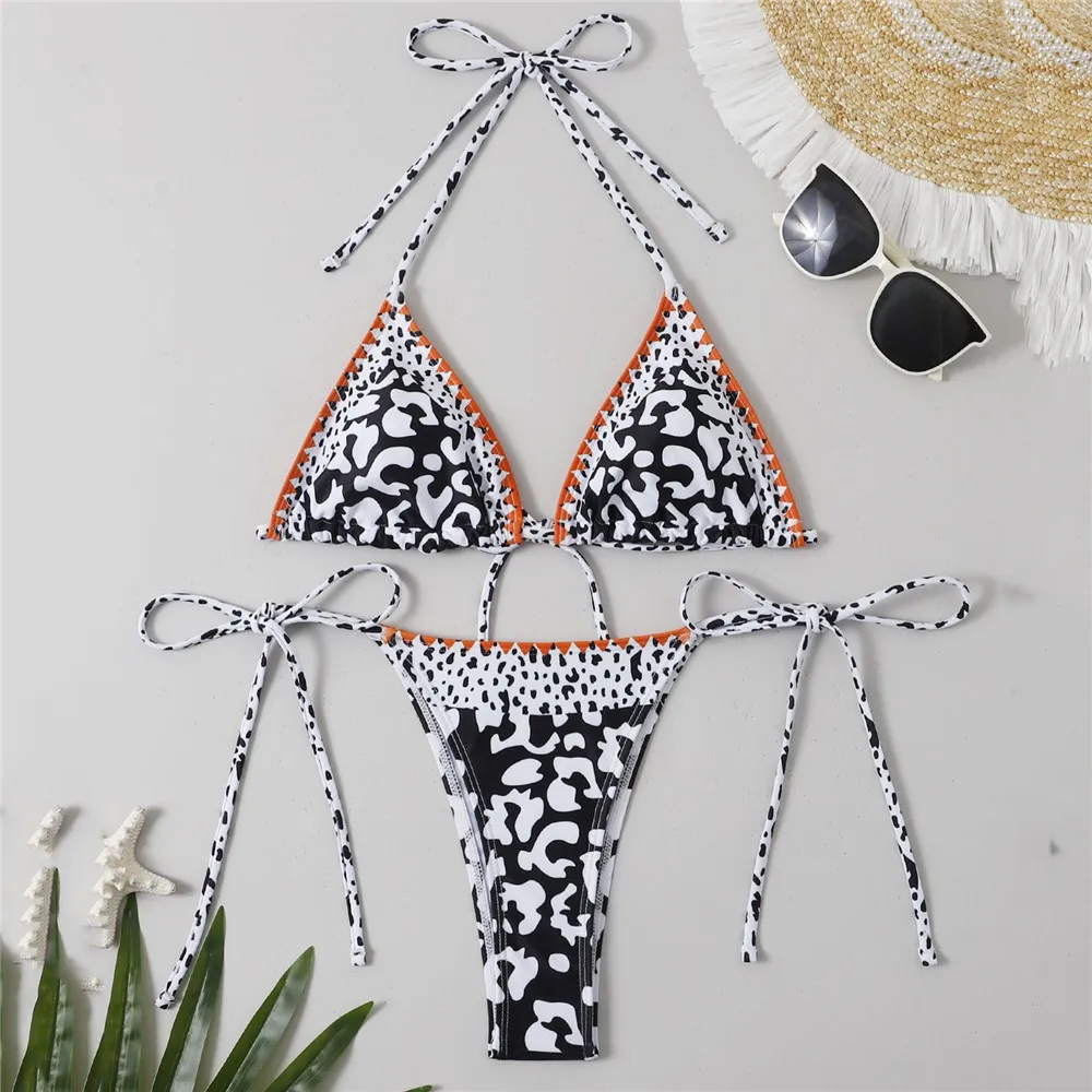 

Купальник-бикини Leopar с треугольным микро принтом, 2023