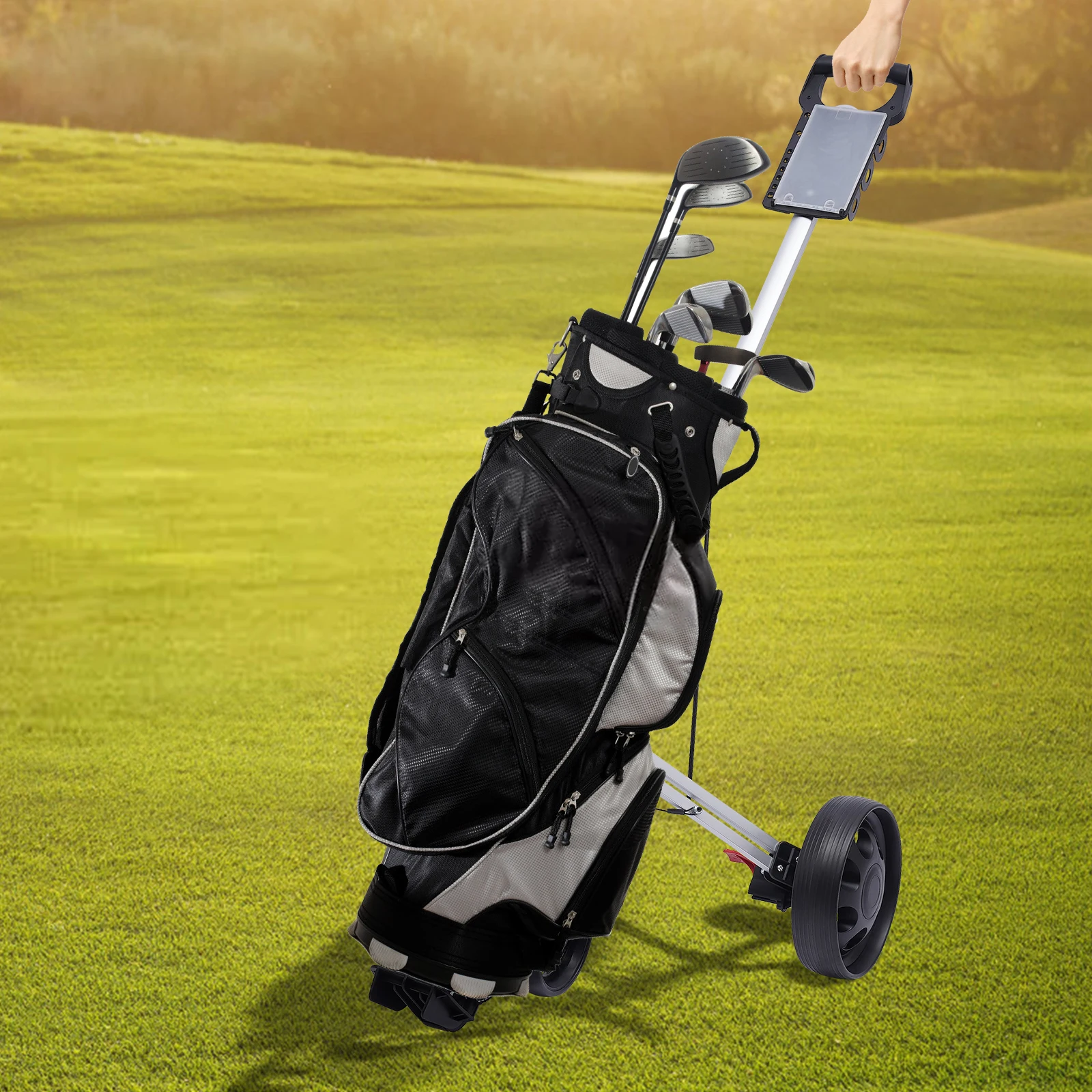 3 Wheel Push Pull Aluminum Alloy Golf Cart Foldable with Foo