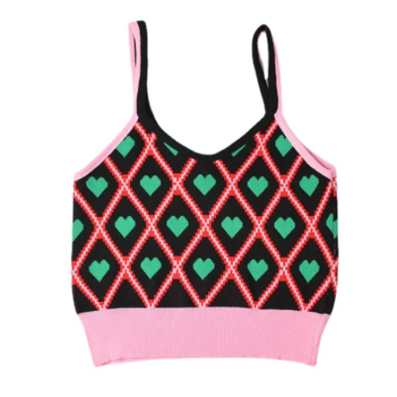 2022 New Summer Short Suspenders Knitted Elastic Slim Vest WF01