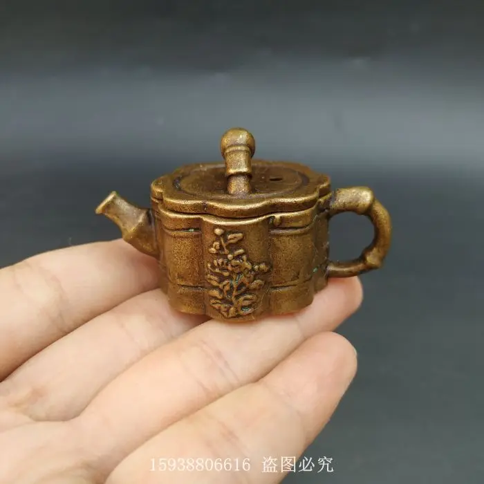 

Античная разнообразная коллекция старинный желтый бамбуковый праздничный мини-чайник праздничный высокий медный