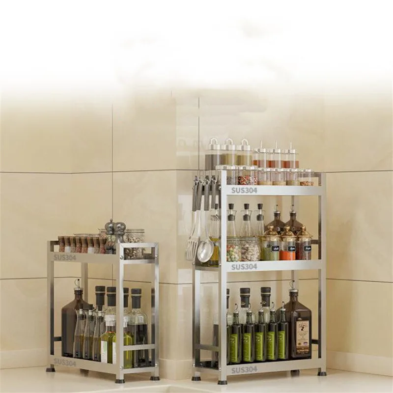 

Kitchen Organizer Shelves 304 Stainless Steel Rack Spice Box Jar Storage