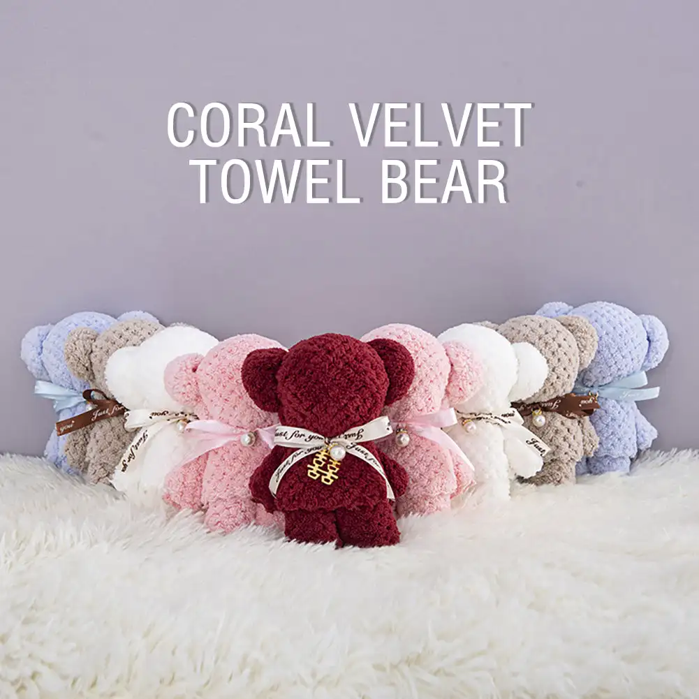 

Coral Velvet Towel Bear Gift Birthday Wedding Presents Valentine's Day Gifts Teacher's Day Towel Gifts Business Holiday Presents