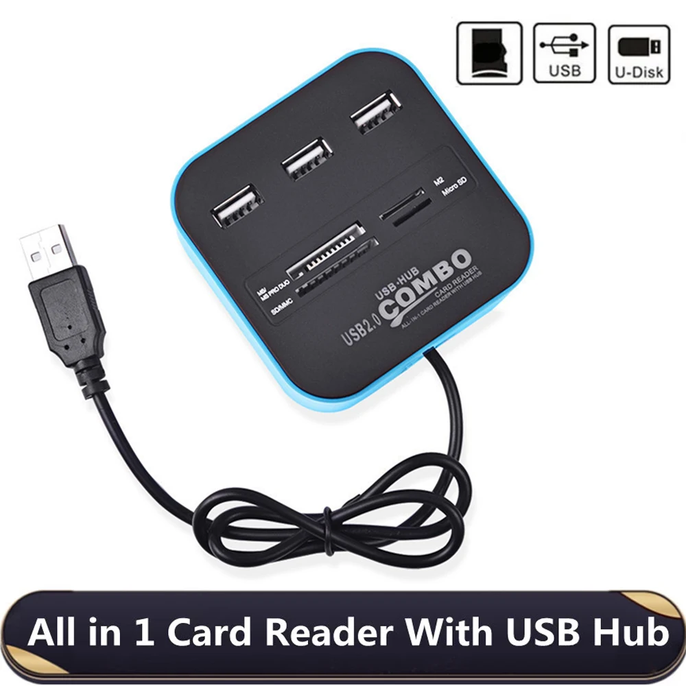 

3 Ports USB2.0 Hub Combo USB Micro Card Reader SD/TF USB Splitter Hub Combo All In One For Tablet Laptop Computer Accessories