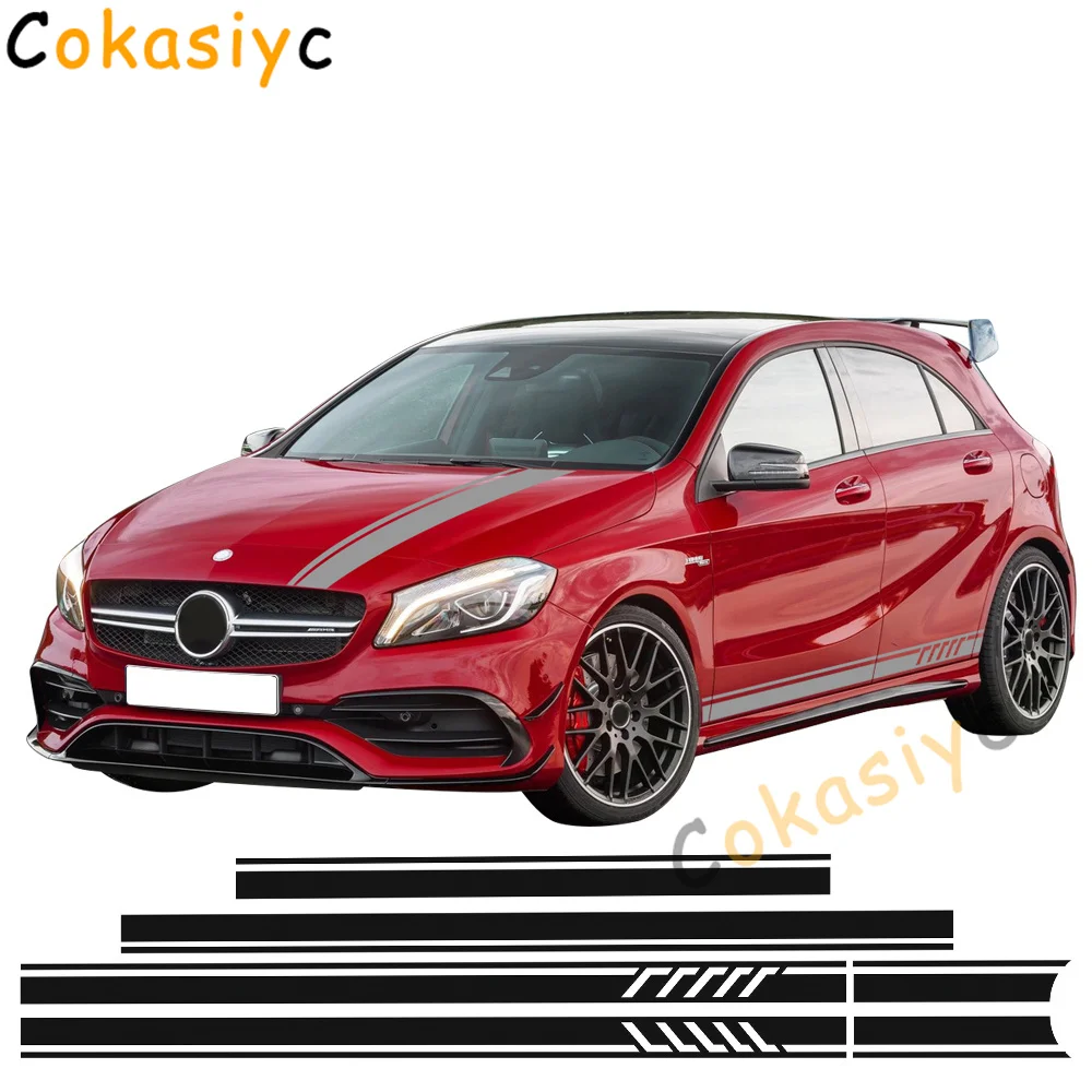 

Edition 1 Style Side Stripes Top Roof Hood Bonnet Decal Stickers For Mercedes Benz W176 A Class A45 AMG A200 A180- 4 colors