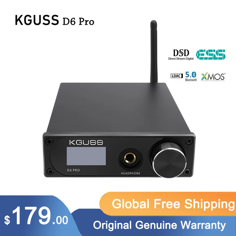 

KGUSS D6 Pro нанимает USB-усилитель для наушников DAC 600Ohm Amp для наушников ESS9038K2M Bluetooth 5,0 LDAC XMOS DSD512 для аудиофилов