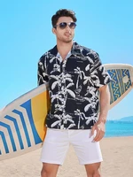 hawaiian shirt men trendy handsome beach wear shirt all match top 2022 summer vintage loose shirt vacation wear