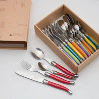 luxury cutlery tableware 24 pieces set table forks knife fork spoon dinnerware set resin handle kitchen device sets gift