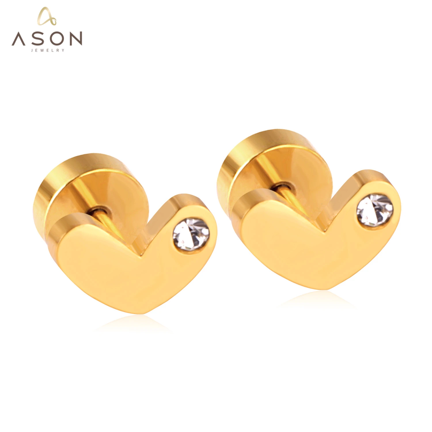 

ASONSTEEL Heart Stud Earrings Gold Stainless Steel Earrings for Women Jewelry Gift Cubic Zirconia,Anti-allergy