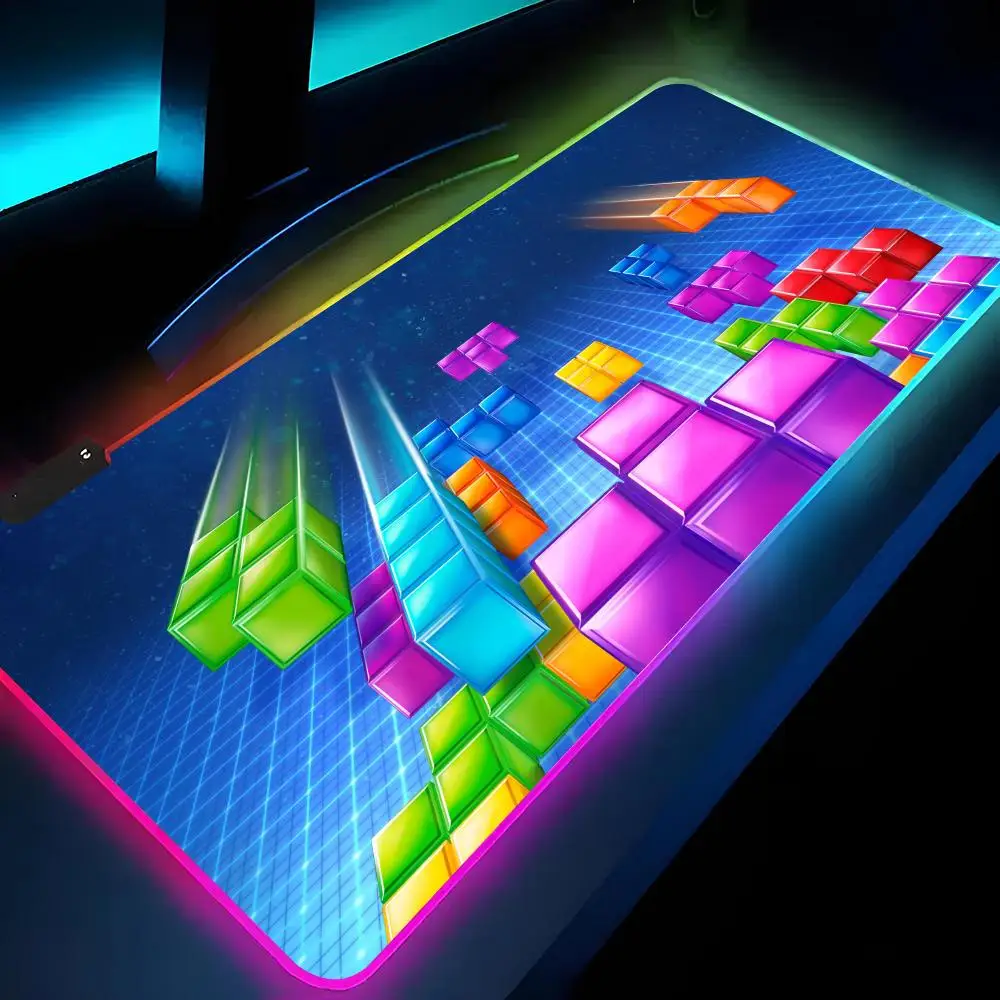 Фото Коврик для мыши TETRIS, игровой коврик для клавиатуры RGB, коврик для игровых ноутбуков, светодиодный коврик для мыши, защитный коврик для стола, коврики для мыши в стиле аниме №5