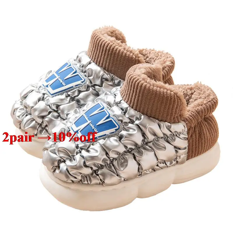

Детские хлопковые тапочки 2023, хлопковая обувь, сумка для мальчиков с противоскользящей, теплая зимняя обувь из хлопка с бархатной подкладкой для детей и женщин