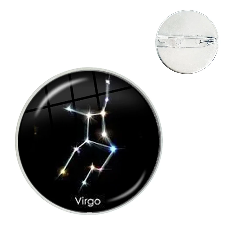 Креативный значок 12 созвездий, знаки зодиака, гороскоп, Лев, весы, дева, стеклянная брошь, индивидуальные знаки