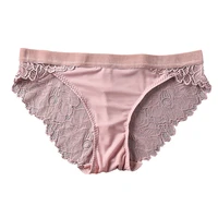 high grade mulberry silk medium waist briefs silk breathable traceless underwear female sexy velvet lace