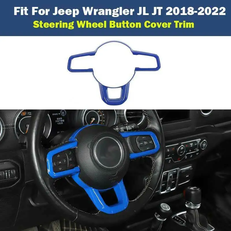 

Синяя крышка кнопки рулевого колеса для Jeep Wrangler JL 2018-2022, отделка, 1 шт.