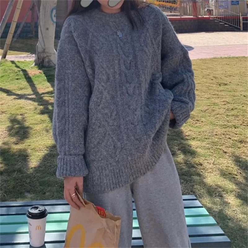 

Свитеры Новинка Высококачественный осенне-зимний Непринужденный пуловер с эффектом ленивого жарки теста вязаный Топ