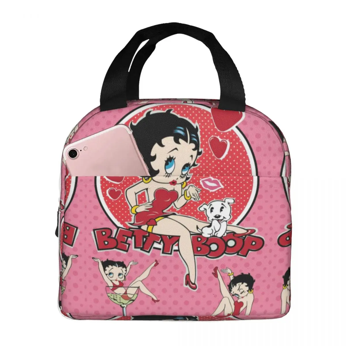 

Kawaii Mrs Boop сумки для ланча водонепроницаемые изолированные холщовые сумки-кулеры пикантные Bettys термальный Ланч-бокс для женщин и девочек