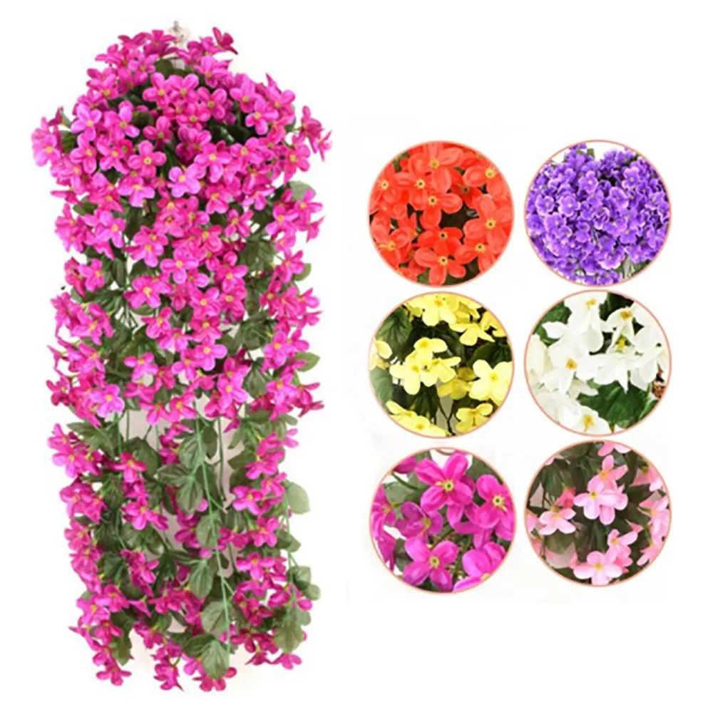 

Artificial Flowers Violet Wall Hanging Flower Fake Flowers Vine Hanging Garland Plant For Home Party Wedding Decoration