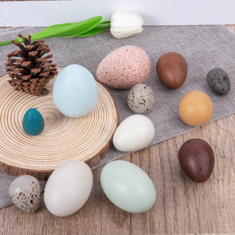 

12pcs Fake Wooden Artificial Eggs DIY Painting Easter Egg Hatching Egg Poultry Hatch Breeding Simulation Chilren Educational Toy