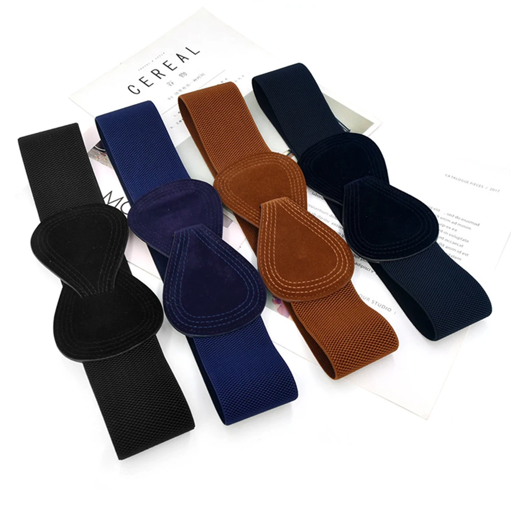 Simple Versatile Accessories Windbreaker Korean Velvet Elastic Belt Bowknot Wide Waist Cover Girl Student Sweater Belt SCB0323