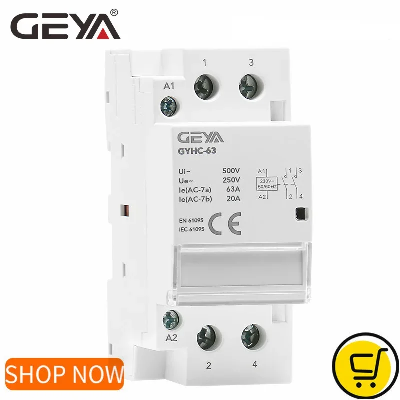 

GEYA GYHC модульный контактор 2P 40А 63А 2NO/2NC 220-230В
