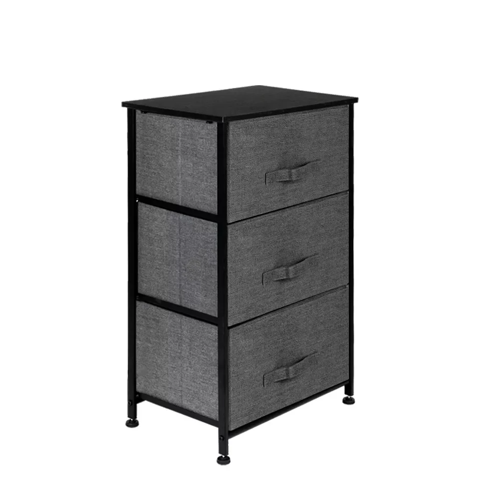 

3-Tier Dresser Drawer, Storage Unit with 3 Easy Pull Fabric Drawers and Metal Frame, Wooden Tabletop, for Closets, Nursery