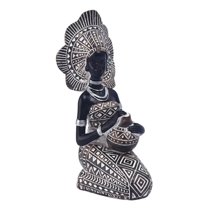 

Фигурка Племенной женщины, статуи, декоративная статуя Африканской женщины, статуэтка, Статуэтка из смолы, коллекция ручной работы, Винтажная настольная Статуэтка