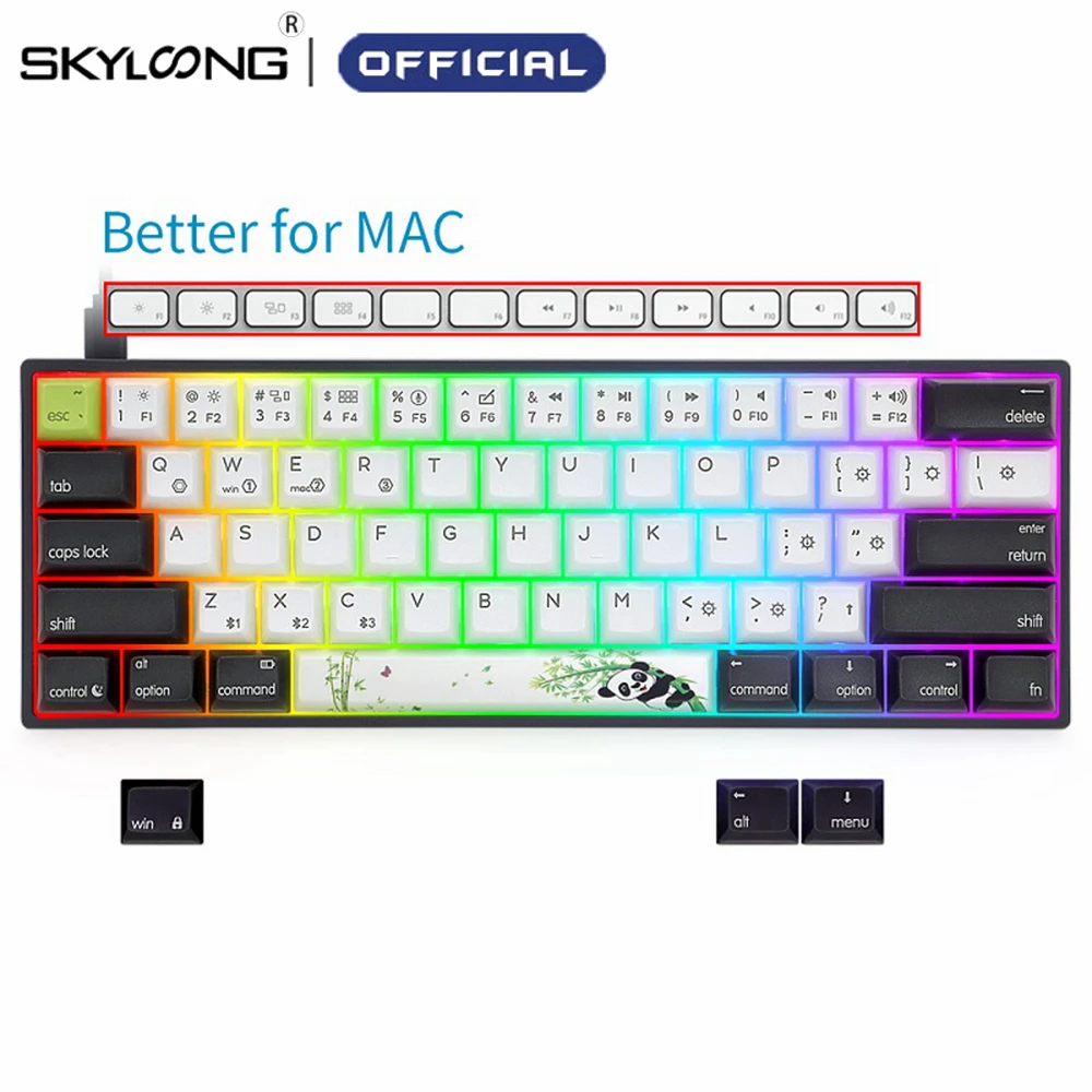 

Механическая клавиатура Skyloong AK61 Panda Hot Swap, мини клавиатура с желтым переключателем, игровые клавиатуры для рабочего стола/ноутбука