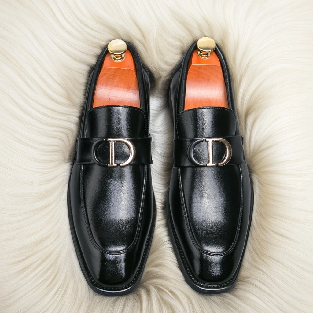 

Новые черные мужские однотонные деловые строгие туфли без шнуровки для мужчин, размер 38-46, бесплатная доставка, Мужская обувь