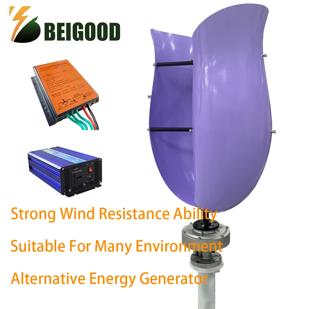 

Ветряная турбина с вертикальной осью, генератор постоянного маглева, электрический генератор мощности 12 в, 24 в, 48 в, 3/квт с контроллером заряда MPPT