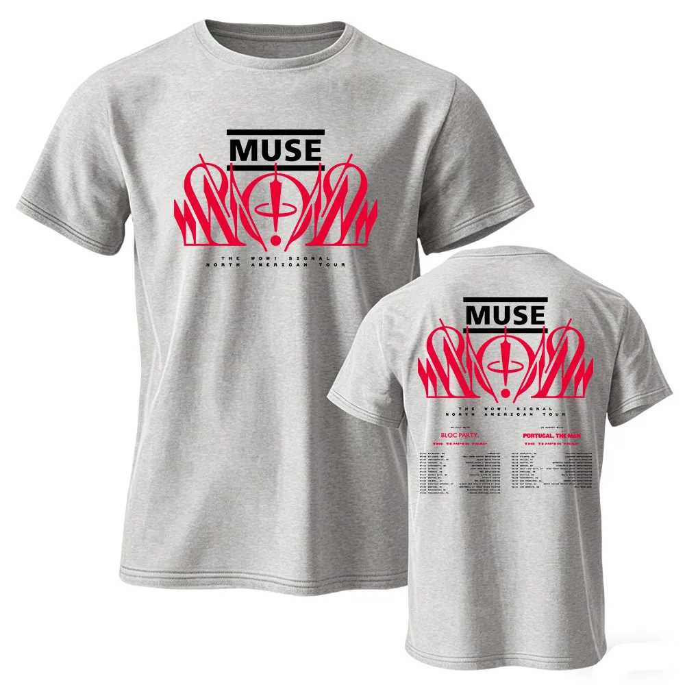 Футболка MUSE для тура по Северной Америке The Wow! Футболки с дизайном альбома Signal, хлопковые летние мужские футболки с короткими рукавами, уличная одежда унисекс, топ (art.: 3920db982daa7) - 3920db982daa7