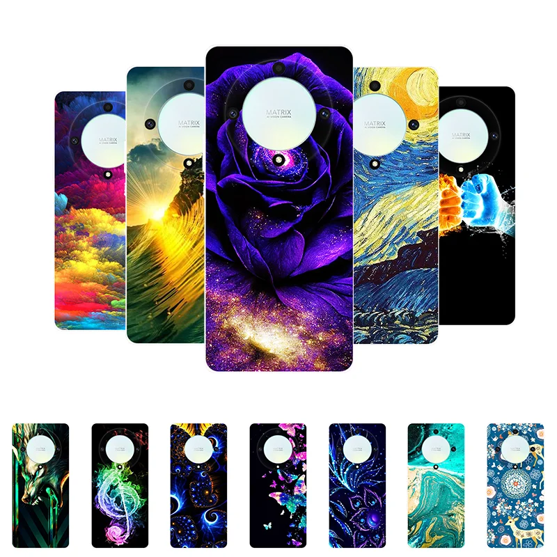 

Cover for Honor X9A 5G Case Honor X9A Soft Silicone Flower Back Cover Case for Honor X9A X 9A 5G 2023 Shockproof Bumper HonorX9A