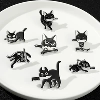 cartoon cute black cat shape womens brooches simplicity pop enamel pin lapel badges brooches for women funny jewelry
